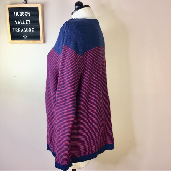 Talbots Woman Blue Red Striped Sweater 3X Cashmere - Picture 4 of 8
